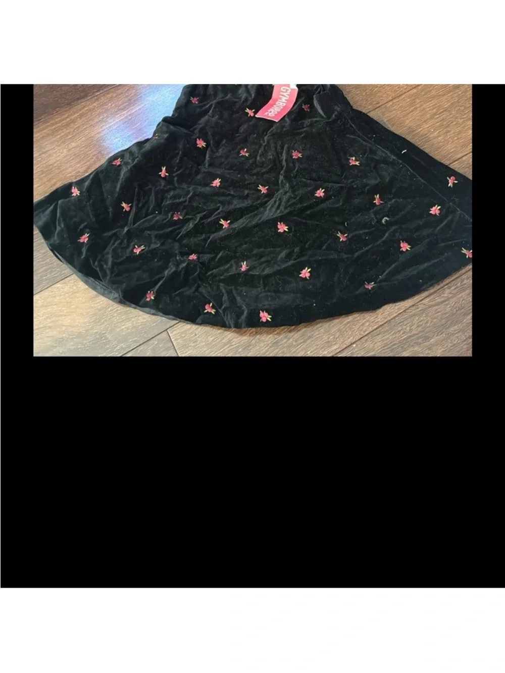 Gymboree Black Velvet Dress with red Floral Accents